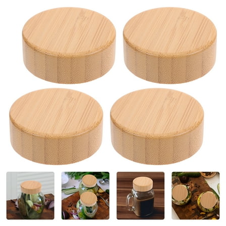 Homoyoyo Jar Lids for Glass Containers Light Brown 4 Pieces Airtight Replacement Covers