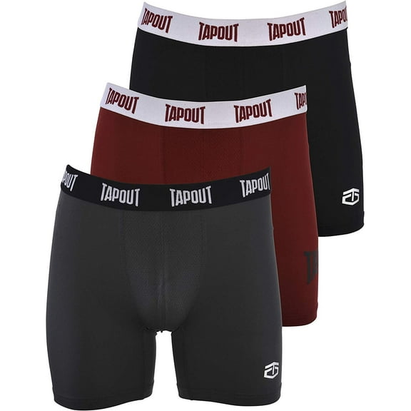 TapouT Mens Performance Boxer Briefs - 3-Pack Stretch Performance Training Underwear Breathable Athletic Fit No Fly