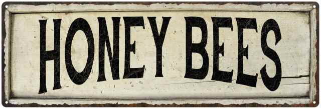 HONEY BEES Farmhouse Style Wood Look Sign Gift   Metal Decor 106180028195 