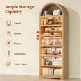 thumbnail image 4 of 79.4" Tall Arched Cabinet Set of 2, Modern 7-Tier Bookshelf with RGB Light and Adjustable Shelf for Living Room, Kitchen, Home Office, Oak, 4 of 10