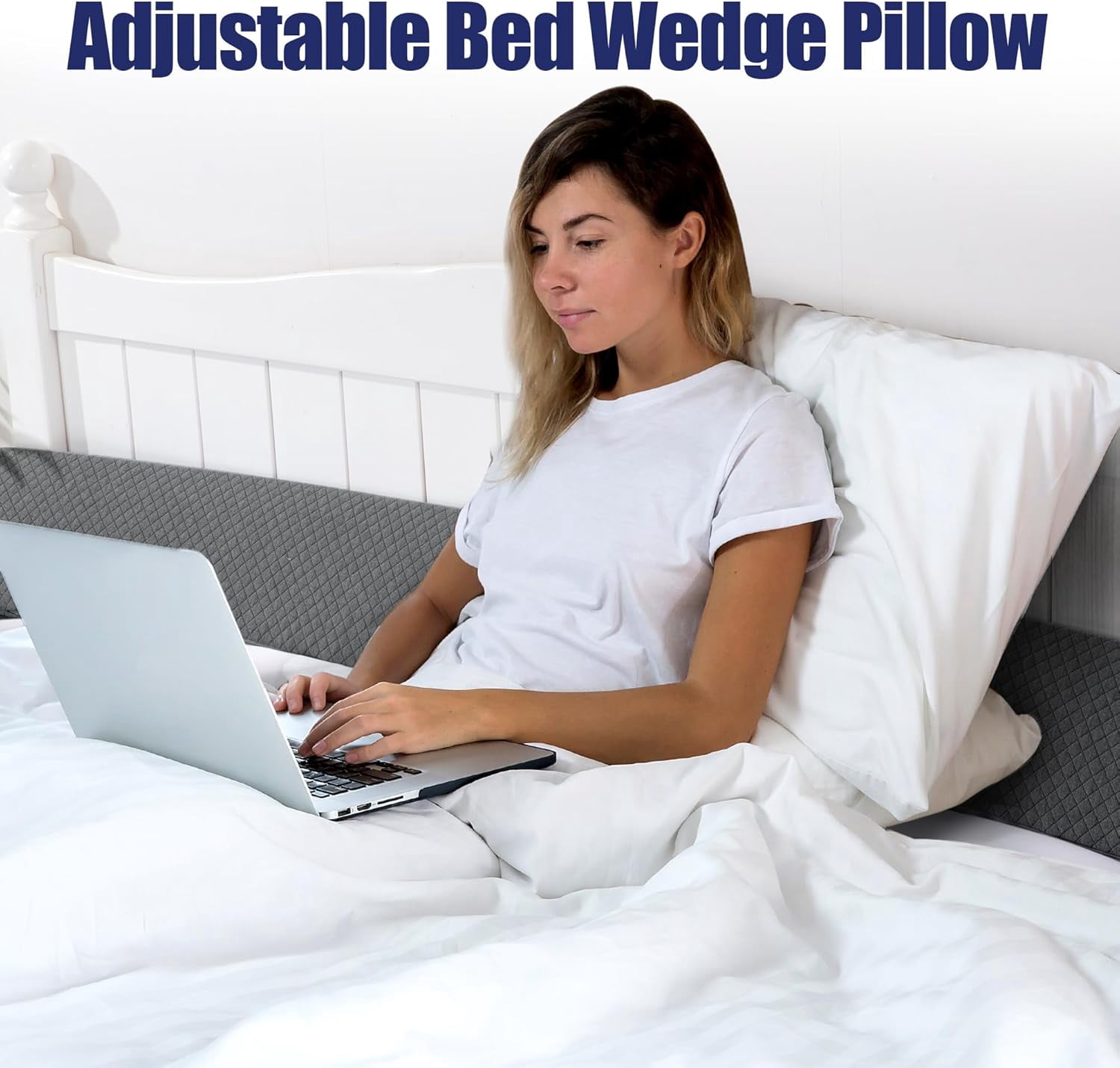 Wedge Pillow Headboard for Bed Gap,Foldable Bed Wedge Gap Filler Twin Size,Matterss Gap Filler,Multi Functional Bed Crack Pillow, Fill The Gap (0-7") Between Your Headboard and Mattress,Grey