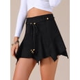 thumbnail image 2 of DARING DIVA Women's Faux Suede Asymmetrical A-Line Tie Waist Mini Skirts X-Small Black, 2 of 6