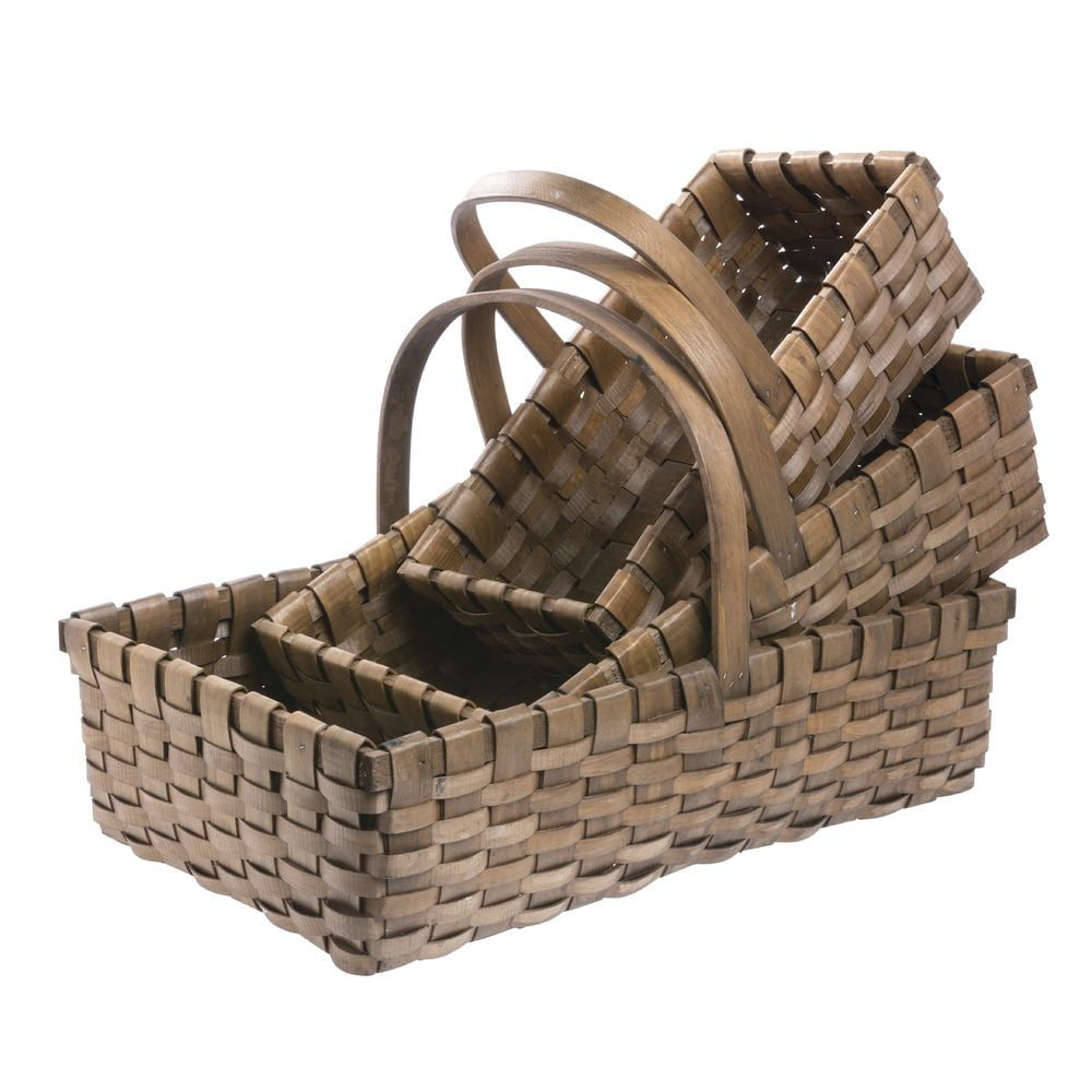 HUBERT® Picnic Basket Set Brown Chip Wood
