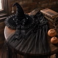 thumbnail image 7 of Halloween Witch Costume for Women, Elegant Sheer Tulle Cape with Ruffled Witch Hat for Adults Cosplay Masquerade Party Outfit, 7 of 7