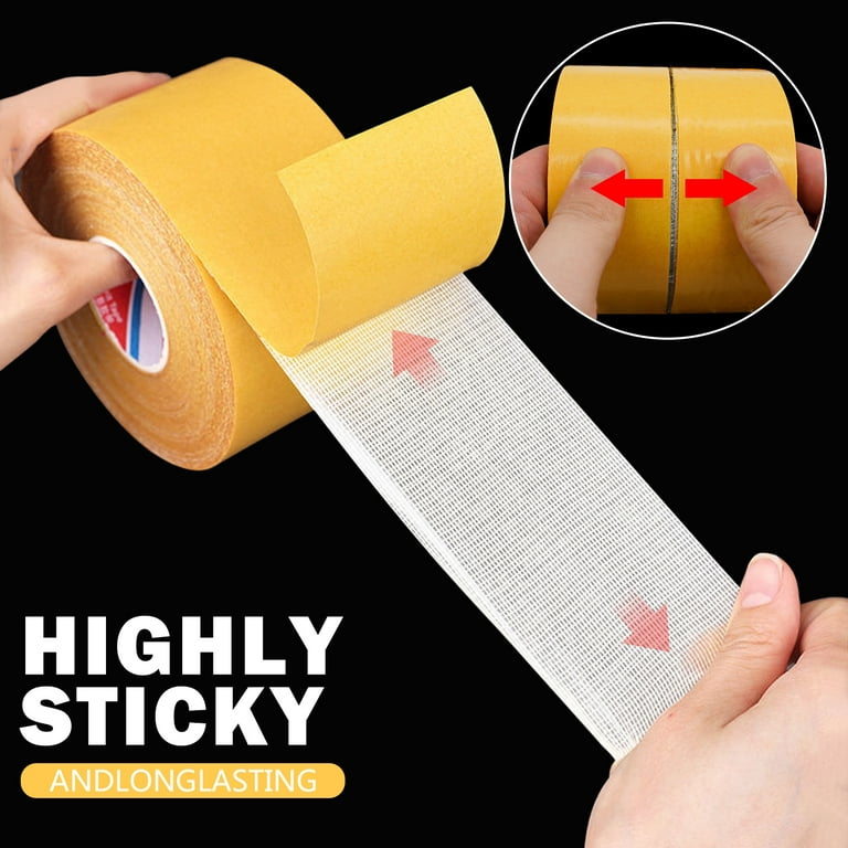 Double Sided Tape Heavy Duty, 3.28 Universal High Tack Strong Wall Adhesive  with Fiberglass Mesh, Super Sticky Resistente Clear Tape, Use Transparent