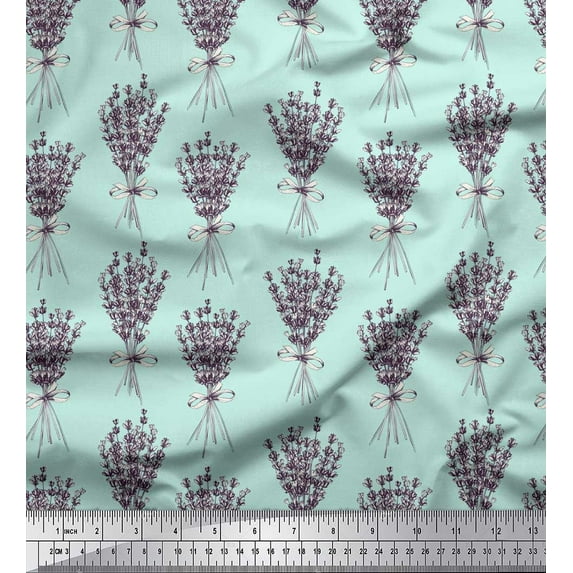 Soimoi Green Rayon Fabric Bouquet Floral Decor Fabric Printed Yard 42 Inch Wide