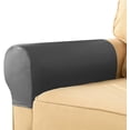 thumbnail image 2 of Namzi Fundas impermeables de piel sintética PU para reposabrazos, estilo vintage, elásticas, para sillas, sofás, sillones y sillones reclinables (2 unidades, color gris)., 2 of 4