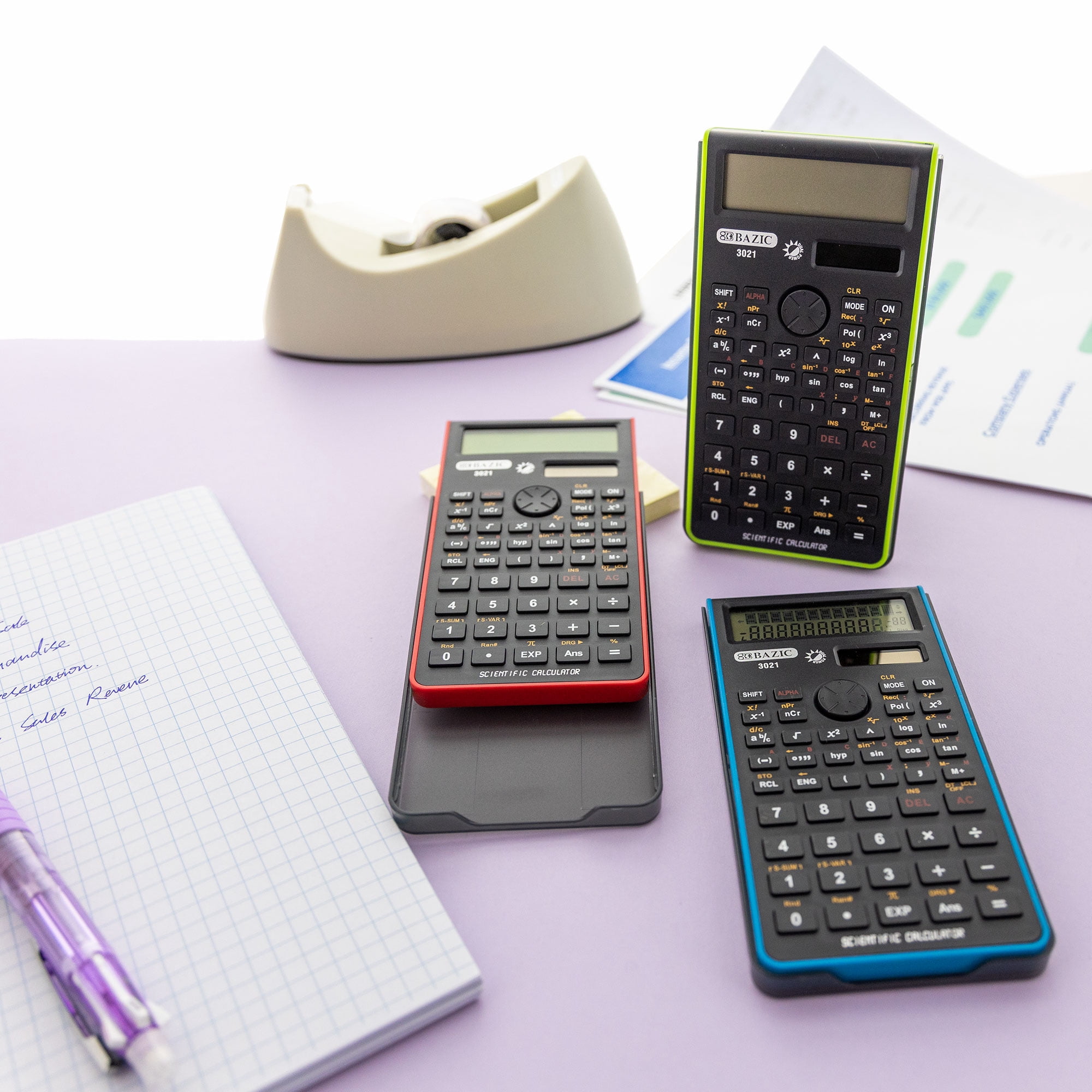BAZIC Scientific Calculator 240 Function, Battery Solar, Slide-On Case, 12-Pack