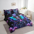 thumbnail image 3 of Feelyou Butterfly Skull Twin Bedding Sets 7-Piece, Valentines Day Rose Bedding Comforter Set, Gothic Romantic Theme Reversible Sheet Sets, Ultra Soft Bedroom Decor, 3 of 7
