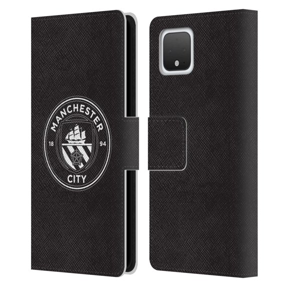 Head Case Designs Officially Licensed Manchester City Man City FC Badge Black White Mono Leather Book Wallet Case Cover Compatible with Google Pixel 4