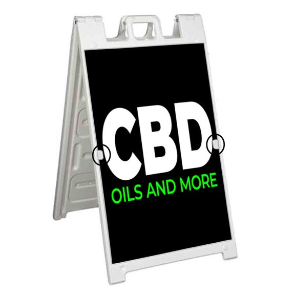 CBD Oils And More (24" X 36") Deluxe A-Frame Signicade, Includes 2 Removable Panels & Stand