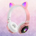 thumbnail image 3 of Auriculares Inalámbricos para de Gato para Oreja, Peso Liviano Plegable, Control de , Auriculares de lámpara LED para Juegos de Computadora - Rosa rosado Yotijar Auriculares de juego, 3 of 10