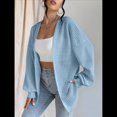 thumbnail image 4 of Cárdigan de Larga para Mujer, Suéter de Punto Suave Azul L, 4 of 8