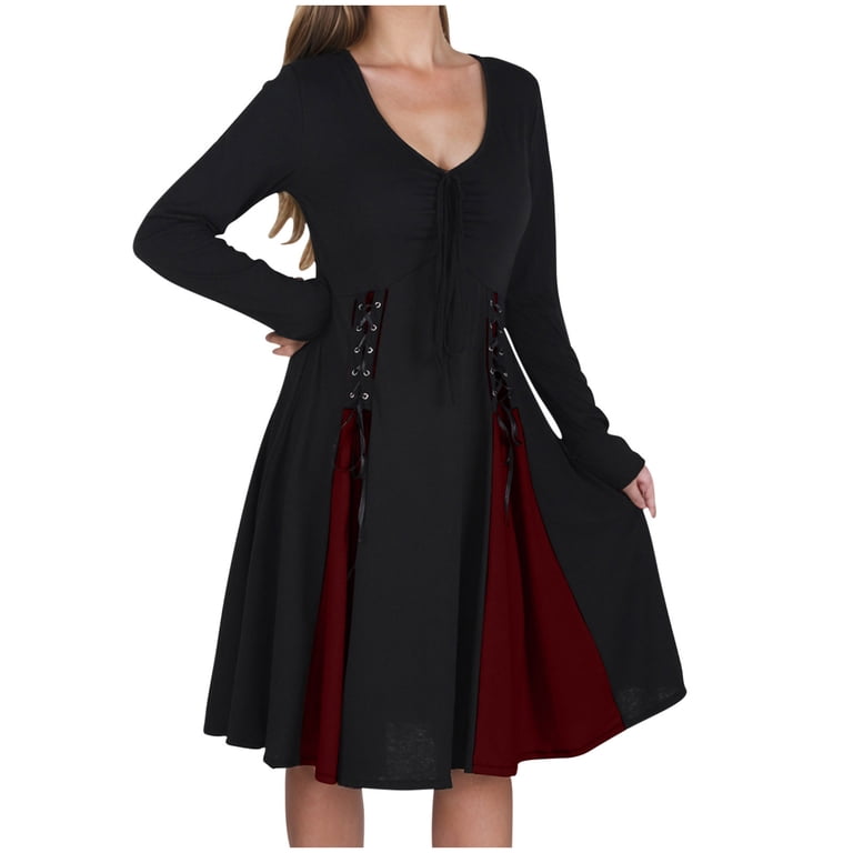 Dailytrove Women's Color Block Fit & Flare Dress, Long Sleeve, Formal Event & Party Wear, Durable Polyester Blend, Contrast Hem, Size: DT-Small Dailytrove Women's Color Block Fit & Flare Dress, Long Sleeve, Formal Event & Party Wear, Durable Polyester Blend, Contrast Hem, Size: DT-Small