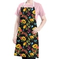 thumbnail image 5 of Black Colorful Flower Sunflower Pattern Apron-Garden Aprons for Women with Pockets-Cotton Linen Waterproof Kitchen Cooking Gardening Aprons Adjustable for Kitchen,Cooking,BBQ and Salon 33x27 Inch, 5 of 7
