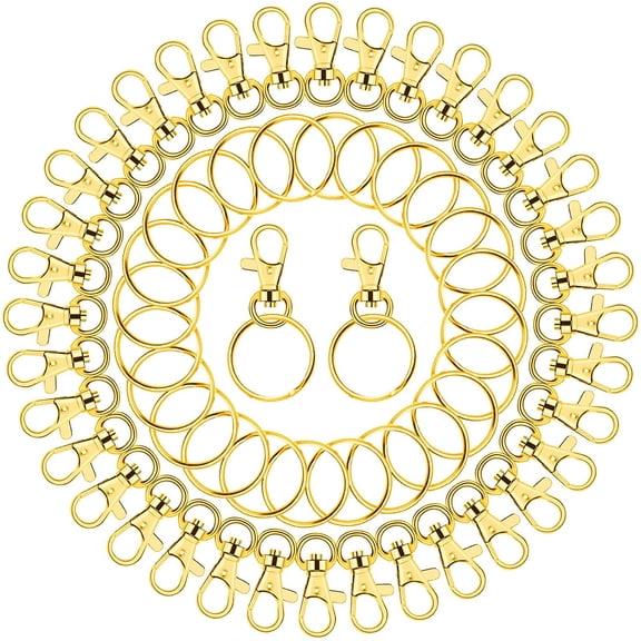 Gold Keychain Rings for Craft.100pcs Keychain Hardware Kit Includes 50Pcs Key Chain Hooks and 50pcs Key Rings. Bulk Keychain Making Supplies for Resin Craft. Acrylic Blanks
