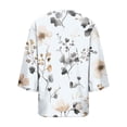 thumbnail image 4 of Womens Blouses Dressy Casual 3/4 Sleeve,Women's V Neck Linen Tops Floral Printed 3/4 Sleeve Tunic T Shirts Loose Fit Fashion Summer Vacation Blouse, 4 of 5