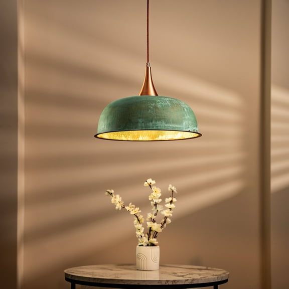 100% Handmade Copper Patina Pendant Light | Hand-Hammered Copper Chandelier for Kitchen, Dining & Living Room | Boho Rustic Farmhouse Hanging Light Fixture | Office & Bar Lighting
