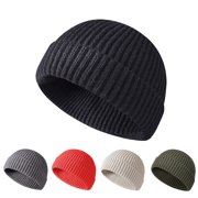 Warm Hip Hop Beanie Hat Chunky Cuffed Knitted Hat Winter Warm Hat For Women Men