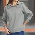 thumbnail image 2 of Pullover Women's Stand Up Long Sleeve And 1/4 Neck With Zip Spring Autumn Sweatshirt Tops Top, 2 of 2