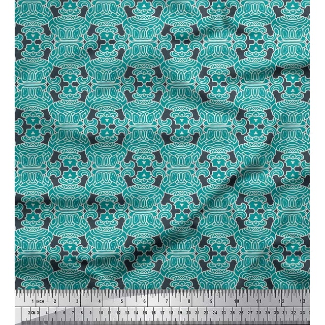 Soimoi Silk Fabric Artistic Floral Shirting Decor Fabric Printed Yard 42 Inch Wide