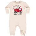 thumbnail image 2 of Inktastic It's My 1st Valentine's Day Fire Truck Baby Fleece Romper, 2 of 4
