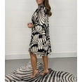 thumbnail image 7 of Women's Floral Print V Neck Ruffle Hem Lantern Long Sleeve Loose Fit Short Dress, 7 of 7
