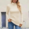 thumbnail image 2 of Cardigan Sweaters for Women Knit Open Front Casual Office Outfits High Neck Knit Pullover Sweater Soft Warm Turtleneck Top Long Sleeve Casual Winter Comfortable Blouse Cozy Everyday, 2 of 5