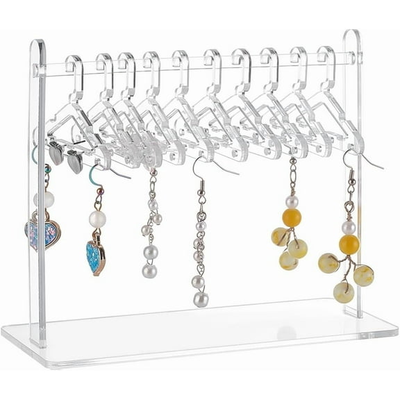 Clear Acrylic Earring Holder Removable Acrylic Earring Displays Stand with 10 Ear Studs Hangers Organizer Stand for 20 Pairs Earring Stud Earring Retail Show Personal Exhibition