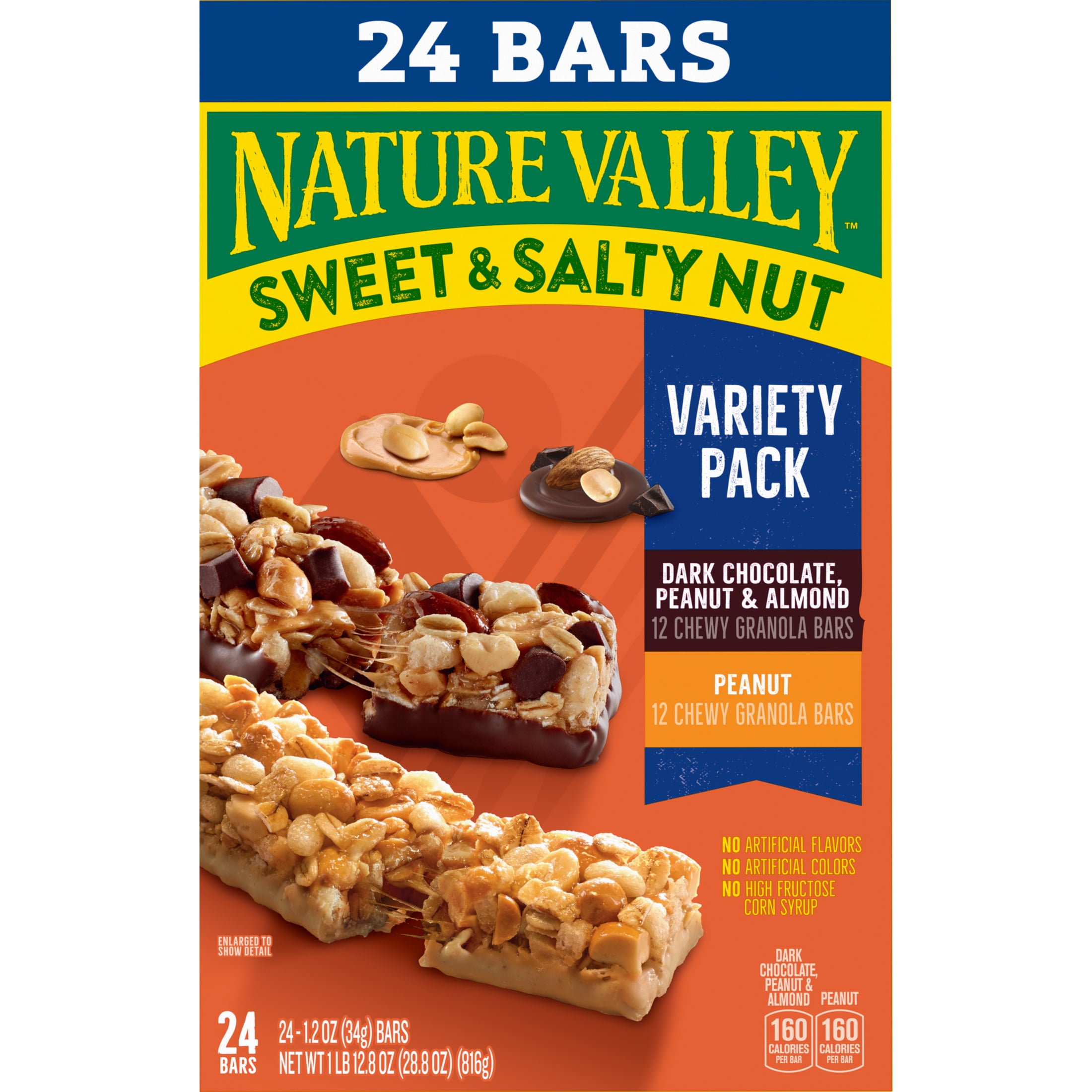 (4 pack) Nature Valley Sweet and Salty Nut Granola Bars, Variety Pack, 24 Bars, 28.8 oz