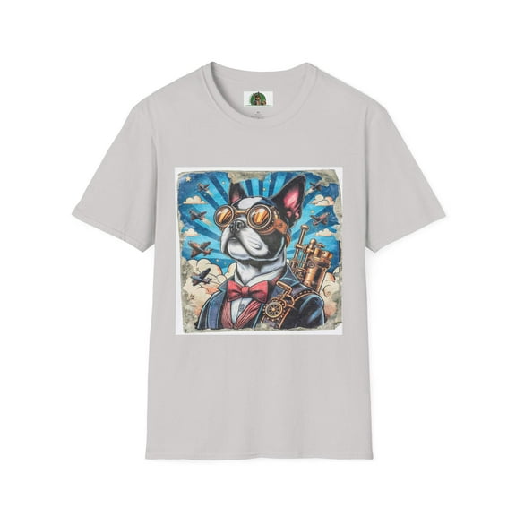 Boston Terrier Steampunk Watching Planes Fly By