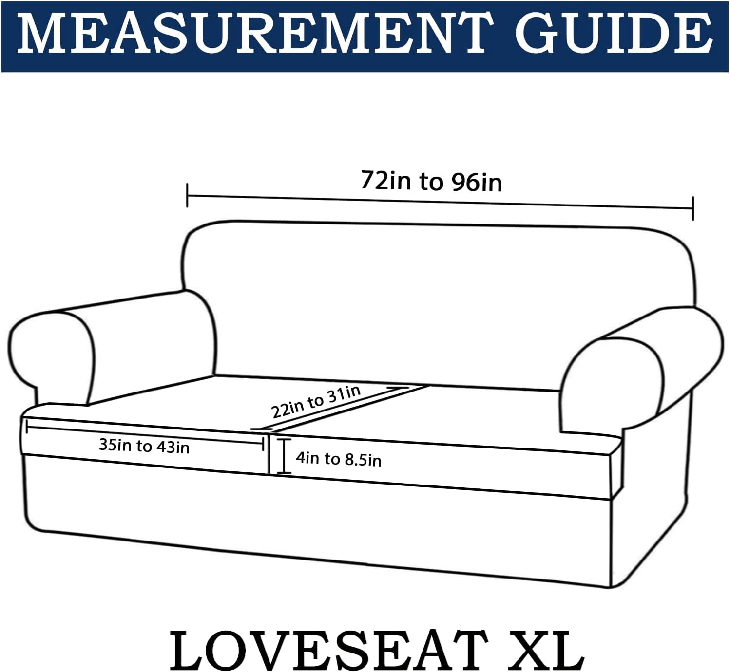 3 Piece T Cushion Sofa Slipcovers Thick Couch Cover Furniture Protector Stretch T Cushion Sofa Covers for 2 Cushion Couch with 2 Individual T Cushion Covers Washable (Blue, Loveseat X-Large)