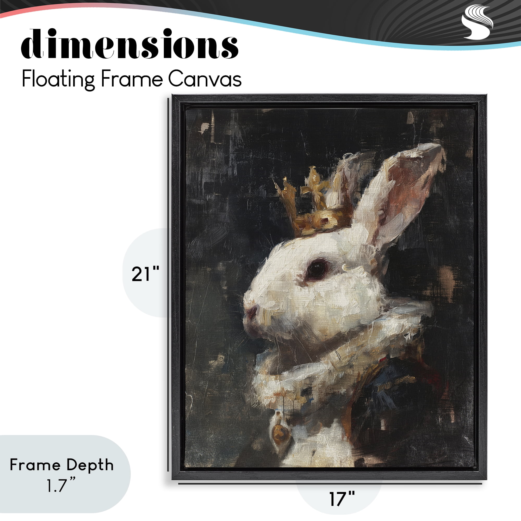 Stupell Industries Regal Monarch Rabbit Black Framed Floater Canvas Wall Art, design by Svetlana Aleynikova