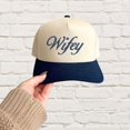 thumbnail image 2 of Embroidered Wifey Two-Toned Trucker Hat | Wife Trucker Hat | Bride Baseball Hat | Bachelorette | Gift for Her | Anniversary Gift | CCTHW1, 2 of 5