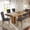 Brown+Gray, variant on DRNANLIT Extendable Wood Dining Table Set for 6, Kitchen Table with Bench & 4 Upholstered Chairs, 3.8" Thick Top & Trestle Legs, Natural+Beige