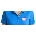 thumbnail image 3 of Womens Patriotic Heart USA Flag Patch Moisture-Wicking Polo Shirt, Medium True Royal Blue, 3 of 5
