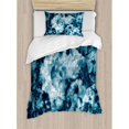 thumbnail image 3 of Marble Queen Size Duvet Cover Set, Antique Marble Stone with Blurry Distressed Motley Fractal Effects Illustration Artwork, Decorative 3 Piece Bedding Set with 2 Pillow Shams, Blue, by Ambesonne, 3 of 3