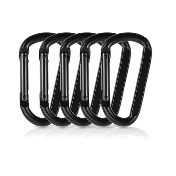 20x Black Carabiners Push Spring Snap Clip Hook Keychain Key D-Ring Hiking Small