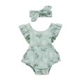 thumbnail image 1 of Ensemble d'Été pour Enfants : Cache-Couche à Col à Manches Volantées à Imprimé Floral + Bandeau, 1 of 10