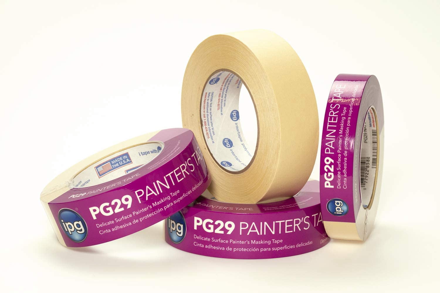 1-Roll of 1-1/2” IPG PG29-1560 ProMask Painter’s Low Tack Premium Paper Masking Tape