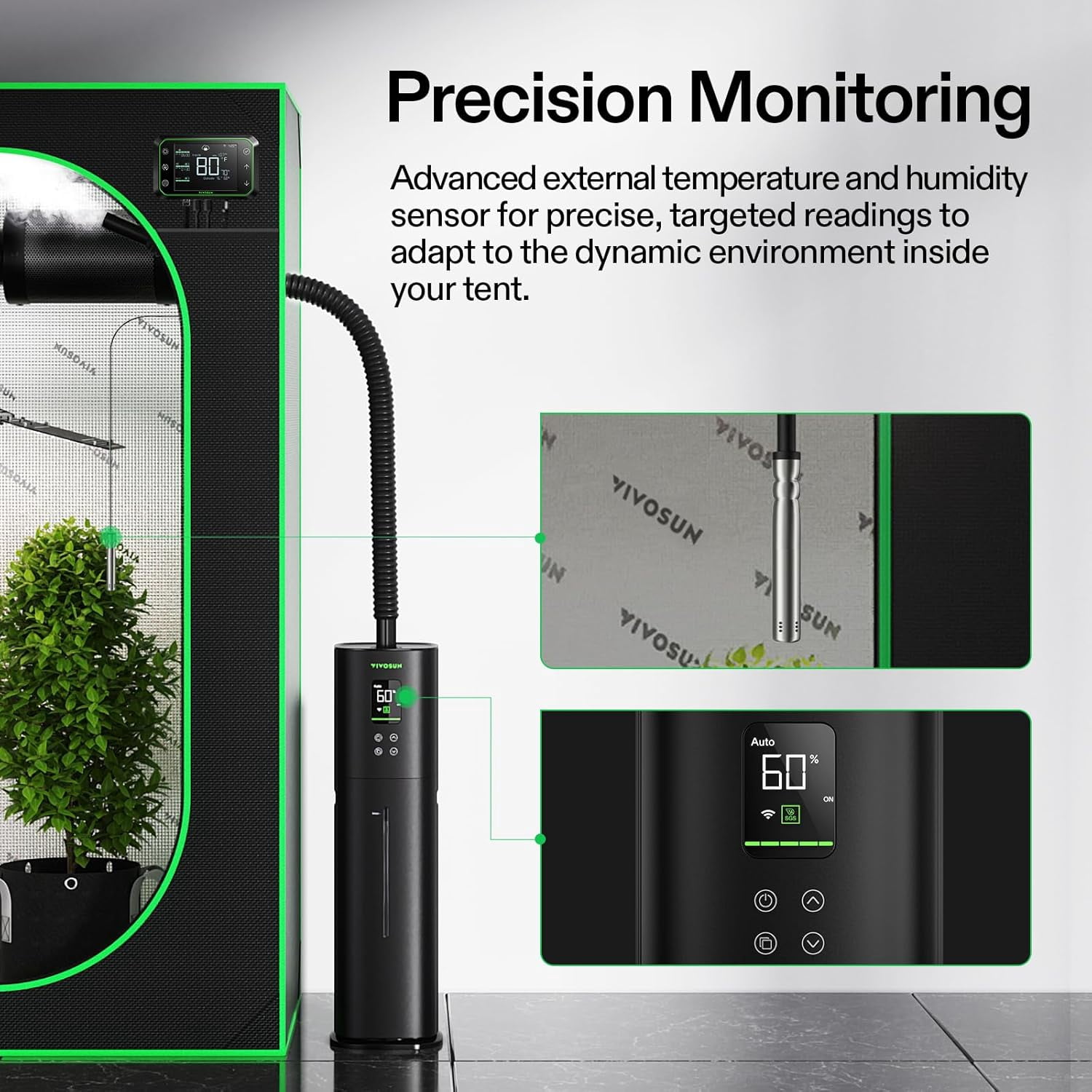VIVOSUN AeroStream H09 Intelligent Wi-Fi Humidifier, 2.38 Gal / 9 L Humidifier with Temp & Humidity Probe, Smart Remote Control, Designed for Growers
