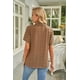 thumbnail image 1 of ABPHQTO Camisa de mujer de manga corta con cuello vuelto y botones suizos abotonada marrón, 1 of 5