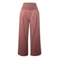 thumbnail image 4 of Admvng Wide Leg Pants Woman High Waist Wide Leg Pants Smocked Elastic Waist Flowy Palazzo Lounge Pants Loose Trousers with Pockets S-3XL, 4 of 5
