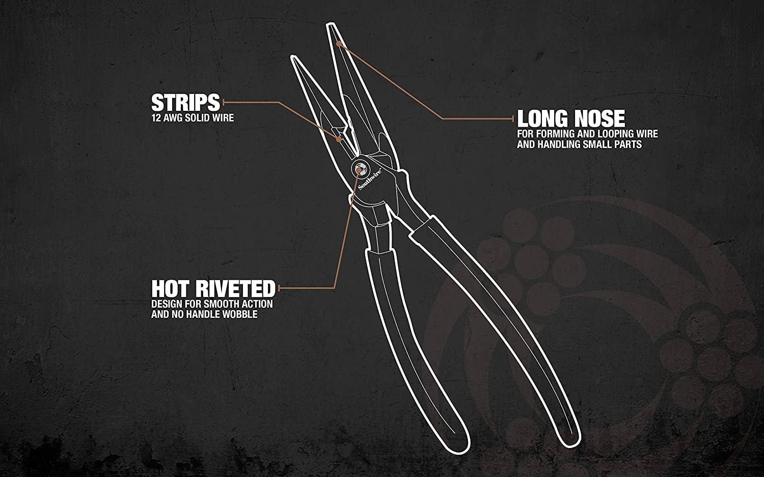 Southwire Tools  Equipment LNP8SD 8 Heavy Duty Long-Nose Pliers with Side Cutter, Stripper,  Dipped Handles, Blue