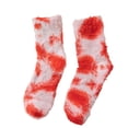 thumbnail image 2 of Red Tie Dye Fuzzy Socks for Women - Ultra Soft & Cozy Fluffy Crew Socks, Warm Plush Lounge House Socks One Size,Size Free Size, 2 of 2