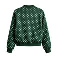 thumbnail image 3 of Xijirk Women Polka Dot Bomber Jacket Zip Up Long Sleeve Ribbed Trim Coat for Spring Fall Daily Wear, 3 of 7