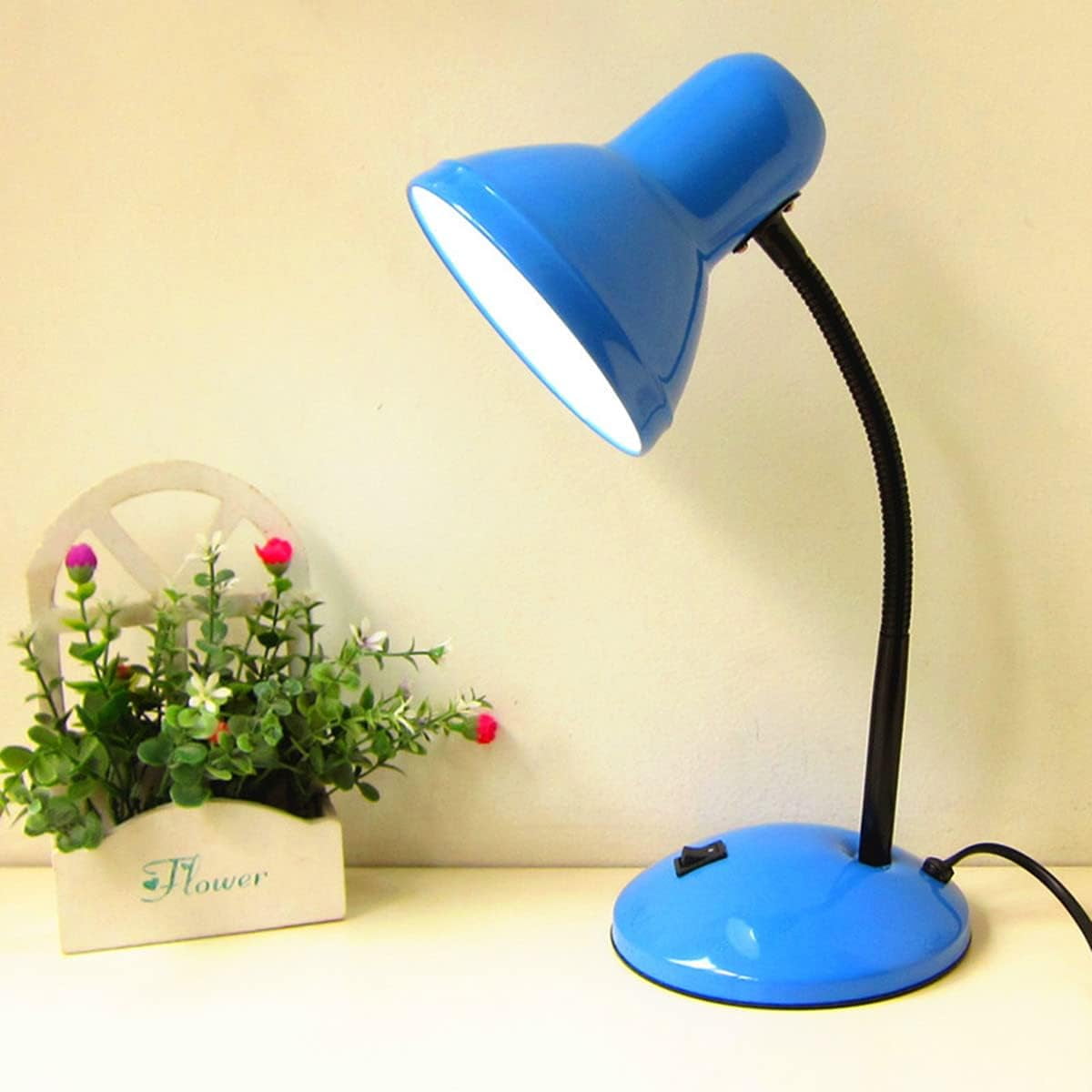 EONQY Metal Desk Lamp, Eye-Caring Table Lamp, Study Lamps with Flexible Goose Neck for Working, Studying, Reading
