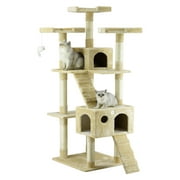Go Pet Club 72-in Cat Tree & Condo Scratching Post Tower, Beige