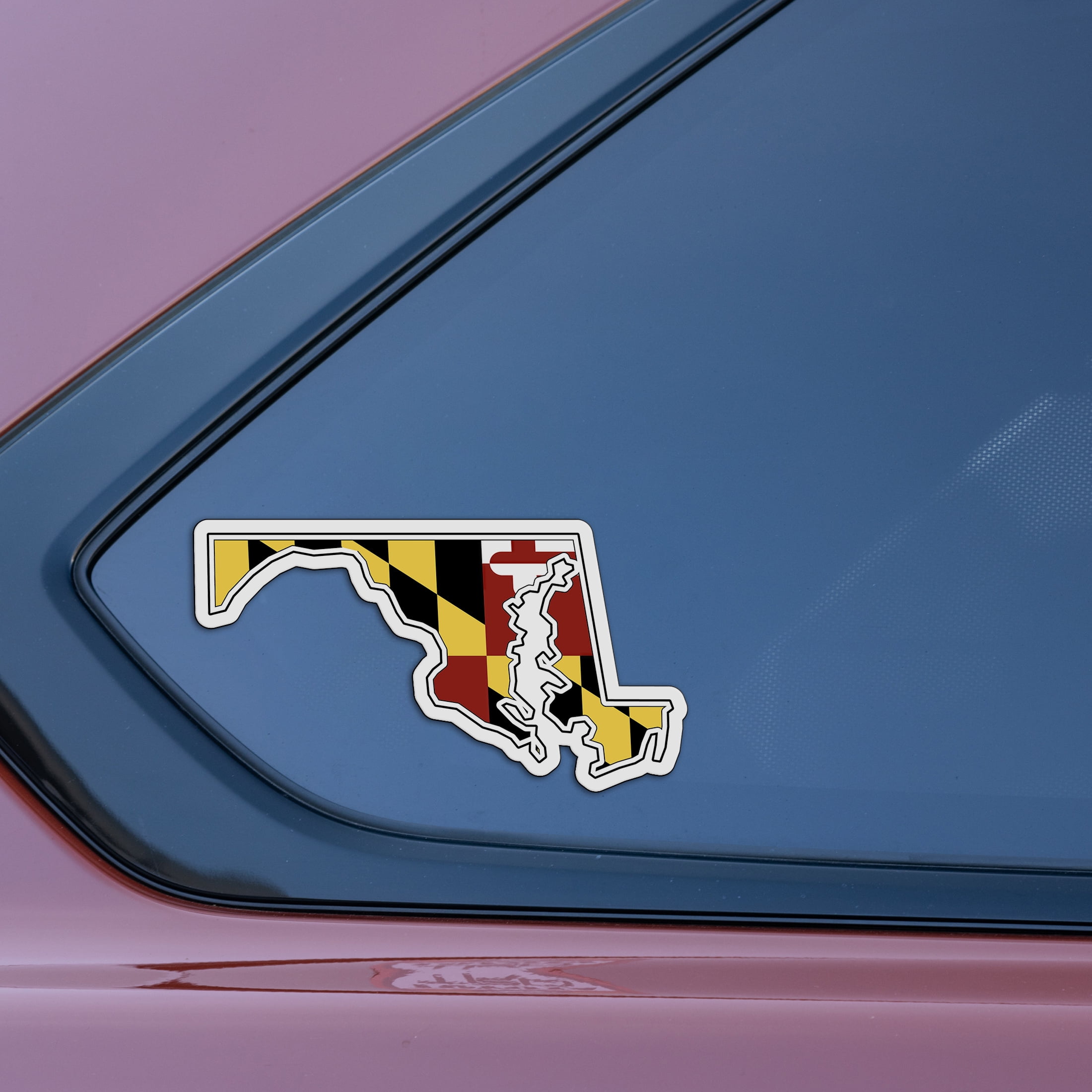 (2 pack) Auto Drive Maryland State Vinyl Automotive Decal, Multicolor, 6.75” x 4”