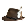thumbnail image 2 of Sombrero Fedora de fieltro, gorra de Jazz con accesorio de disfraz de plumas, limpieza , versátil Marrón jinwen sombrero de halloween, 2 of 8